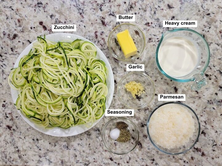 Zucchini Noodle Alfredo Ingredients