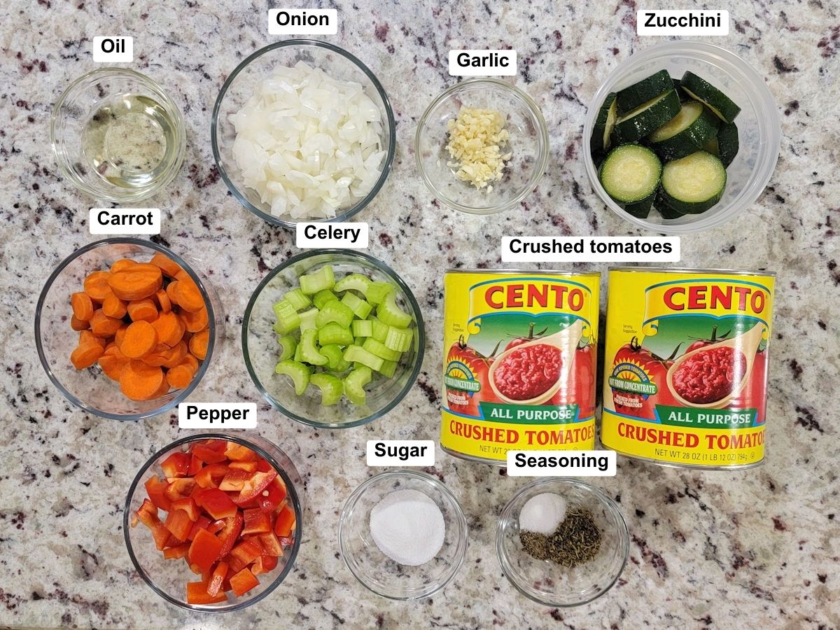 Ingredients on a counter top.