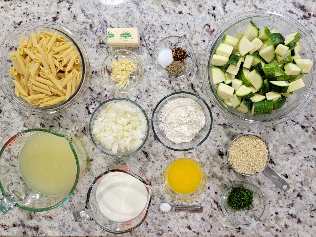 Ingredients on a counter top.