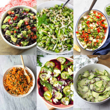 Decorative collage of salads made without lettuce.