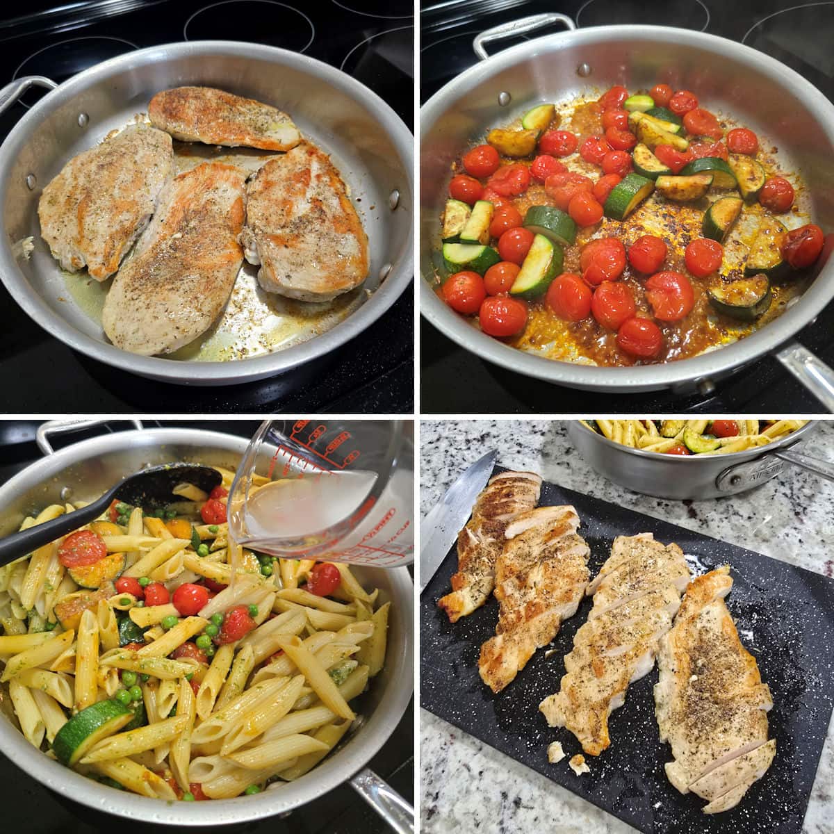 Making chicken primavera.