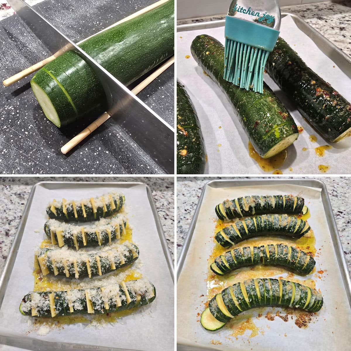 Making hasselback zucchini.