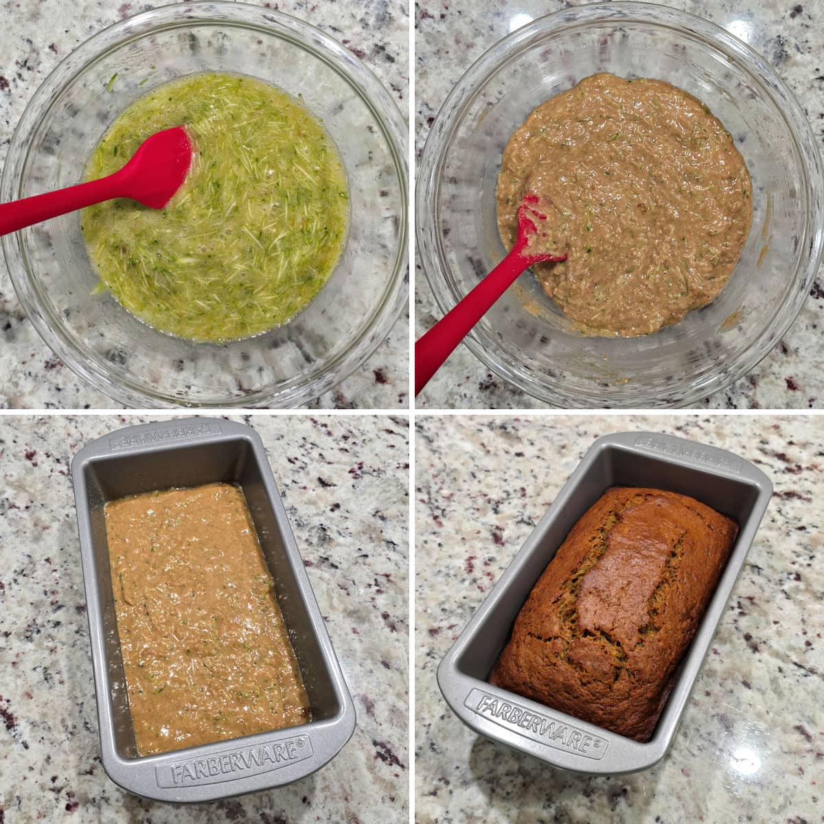 Making zucchini bread.