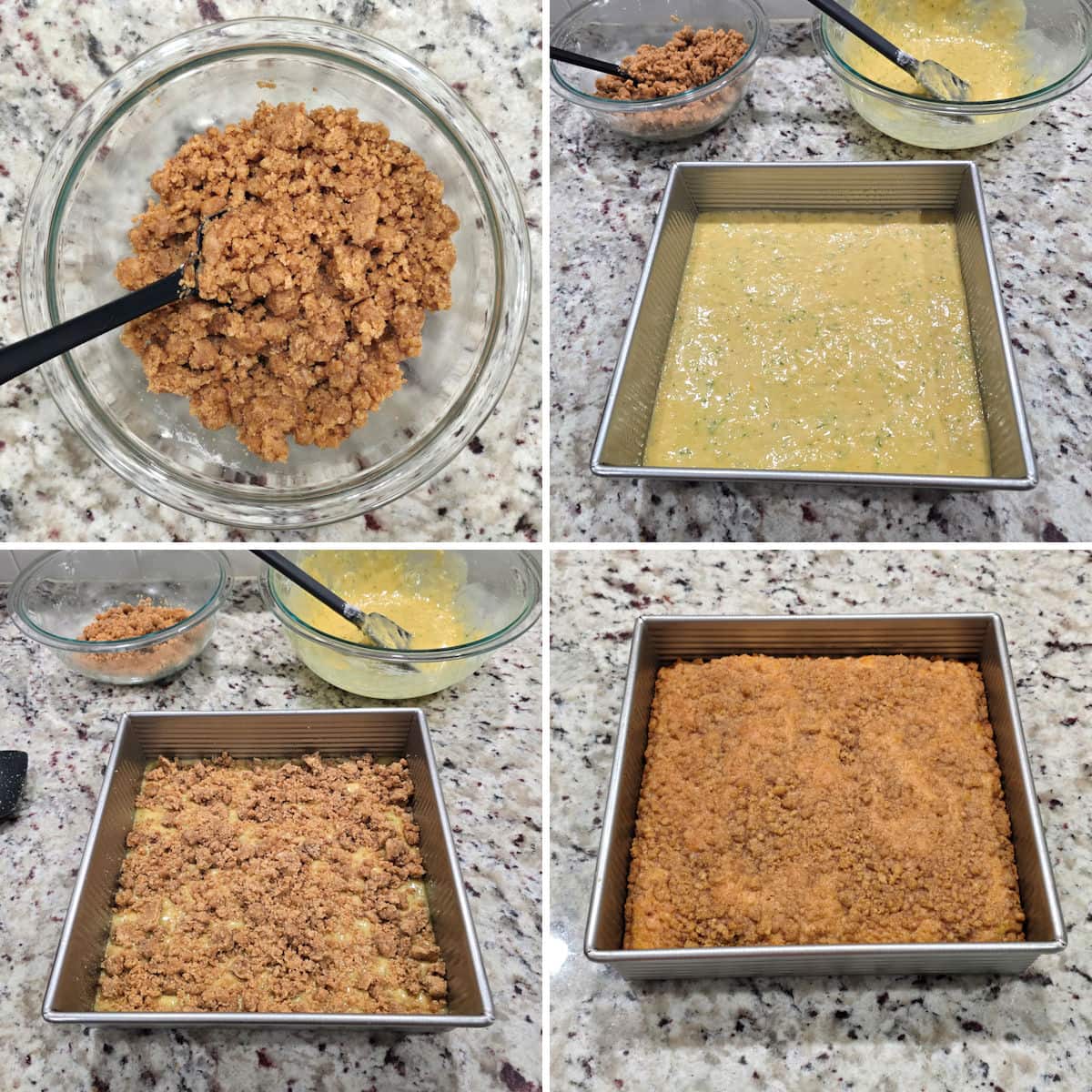 Making zucchini coffee cake.