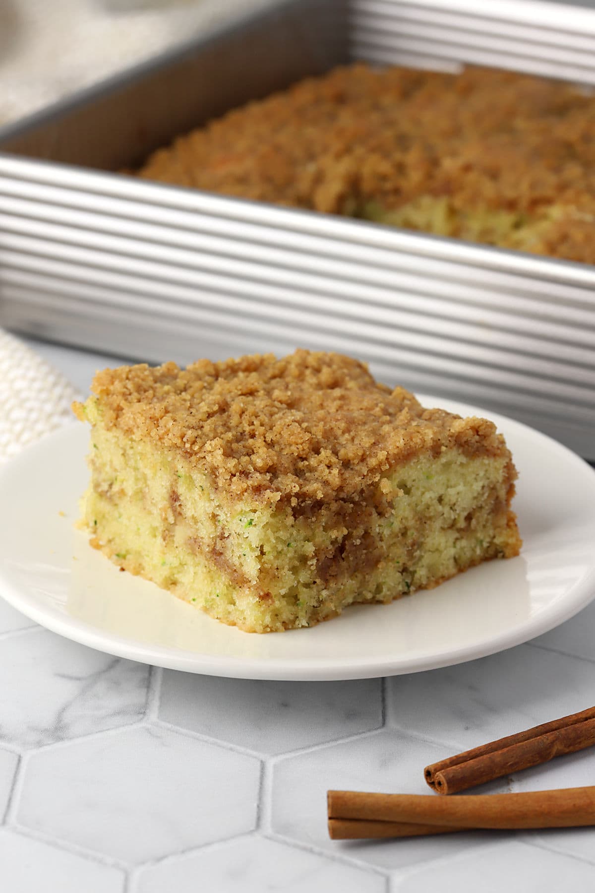 A slice of coffee cake.